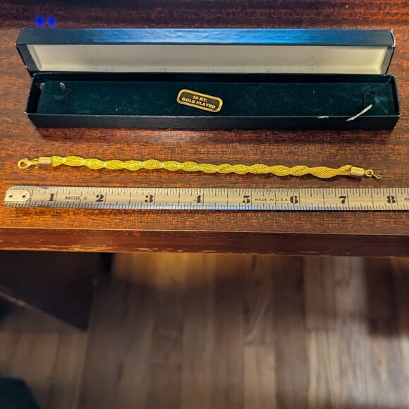 New 18K Yellow Gold Plated Twisted French Rope Mesh Chain Bracelet Chunky - Picture 4 of 6